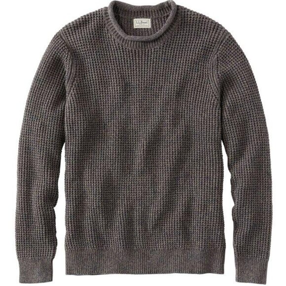 L.L. Bean Blue Organic Cotton Rollneck Waffle Stitch Crew Sweater … - Picture 1 of 9